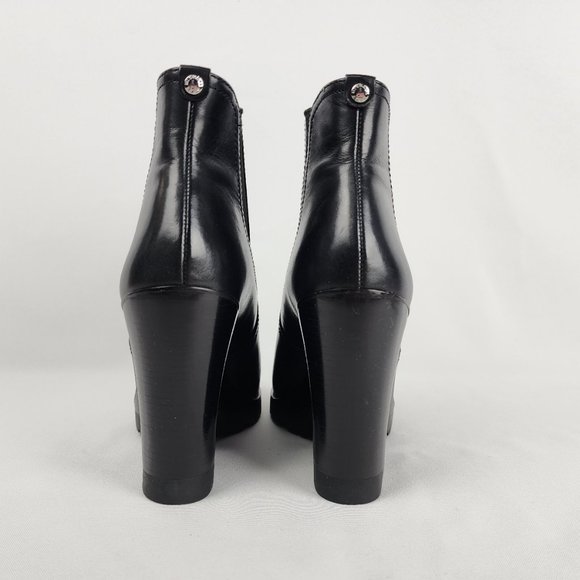 Michael Kors Black Leather Heeled Ankle Boots Size 9 - Picture 4 of 9